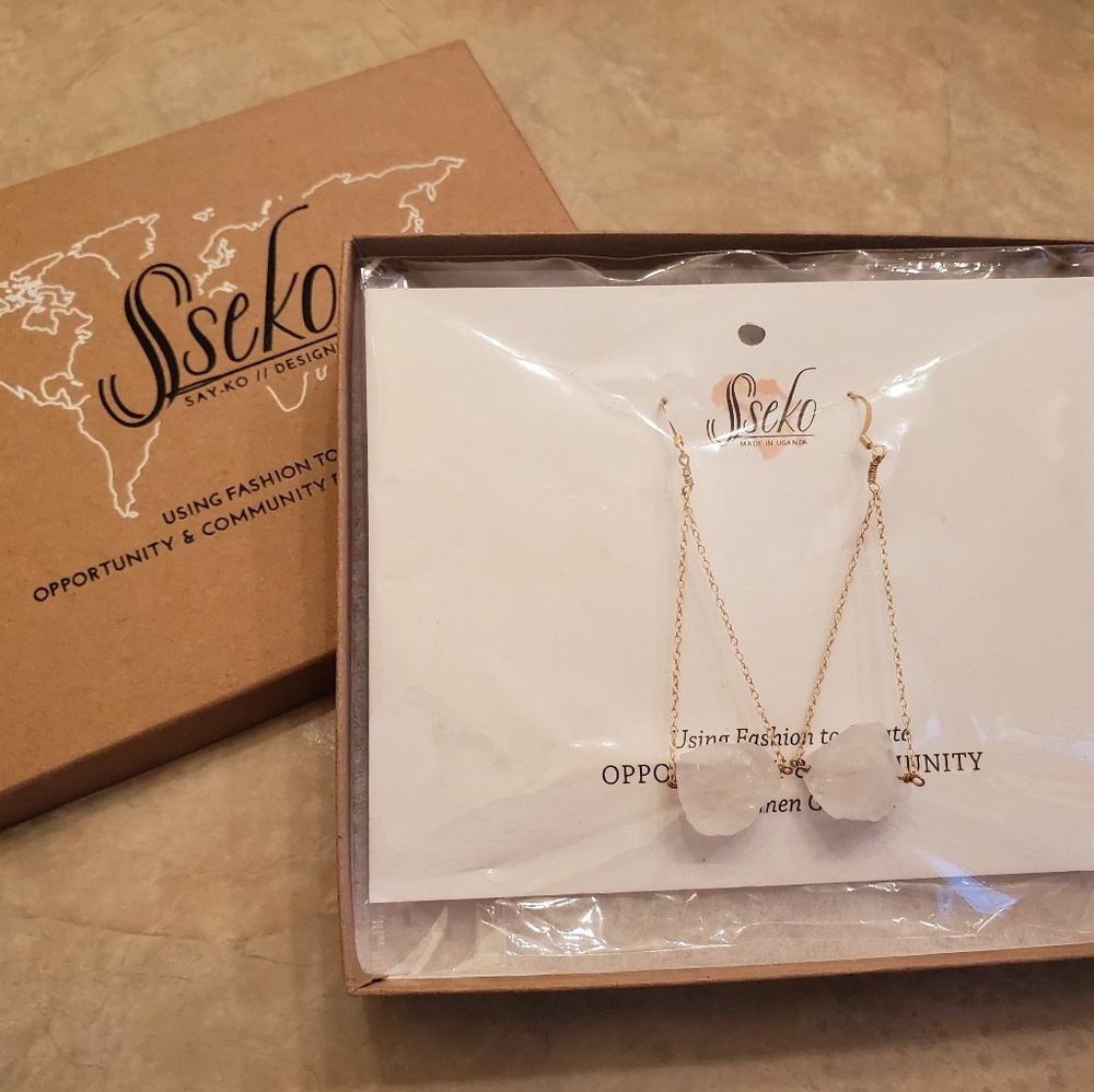 Sseko quartz drop earrings